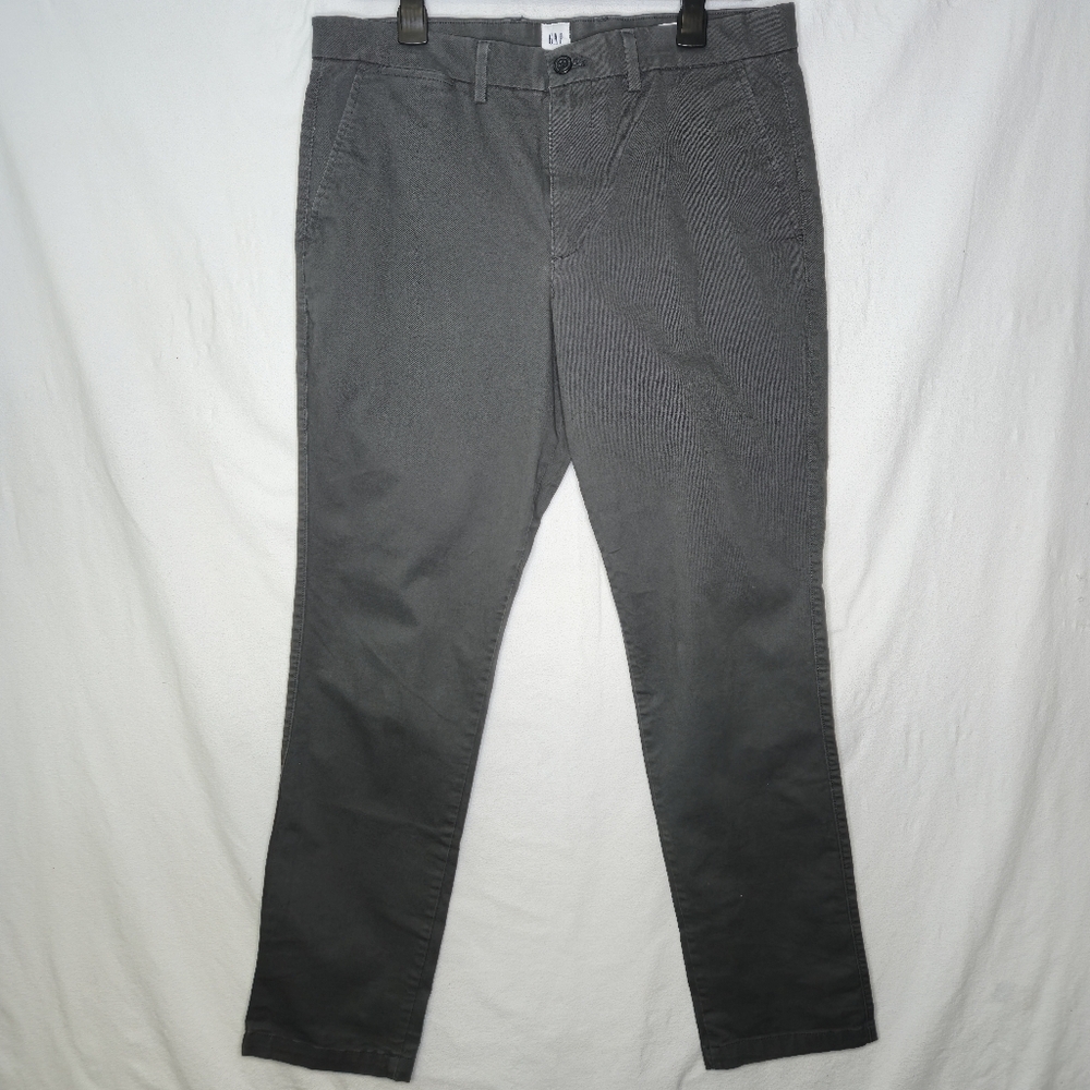 Gap Men's Essential Gray Slim Pants Side And Back Pockets Size 34 X 32